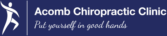 Acomb Chiropractic Clinic logo, white on navy blue background